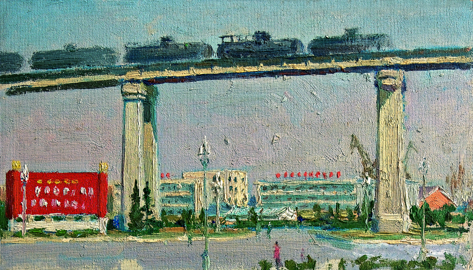 04 冯健亲《大桥素材写生之三》纸质油彩23.5×13 1974.jpg